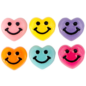 Acrylic Bead Smiley Heart - Multicolor