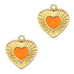 Charm Heart Orange (Stainless Steel) Gold