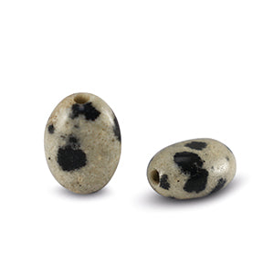 Natural Stone Bead Oval Dalmatian Jasper 8mm