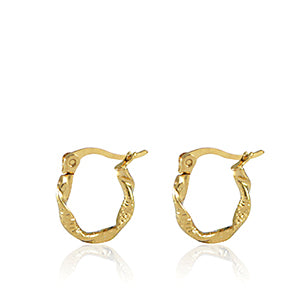 Earrings Creoles Twist Stainless Steel 15mm Gold