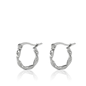 Earrings Creoles Twist Stainless Steel 15mm Silver