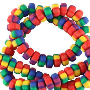 Polymer Beads Rondelle 7mm Multicolour Rainbow - 110 pcs