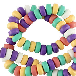 Polymer Beads Rondelle 7mm Multicolour Vintage - 110 pcs
