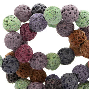 6mm Lava Stone Beads Round Mix 20 Pieces Brown Green
