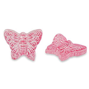 Glass Bead Butterfly 16x13mm Red Rose