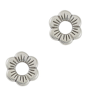 DQ Metal Bead Connector Flower 12mm Silver