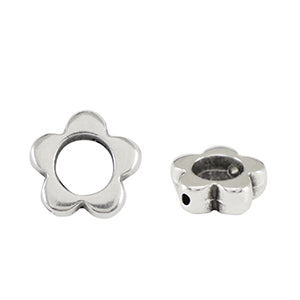 DQ Metal Bead Connector Flower 8mm Silver