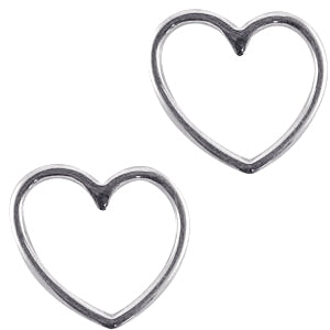 DQ Charm Connector Heart Shape Antique Silver