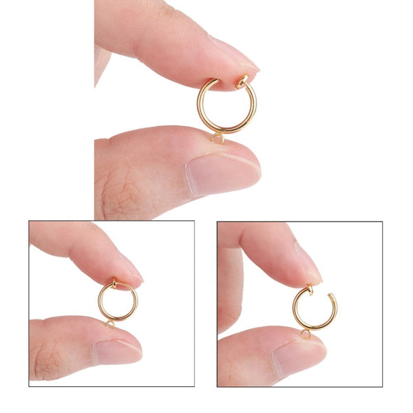 Earring Hook Clip-On Round With Eye (Stainless steel) Gold