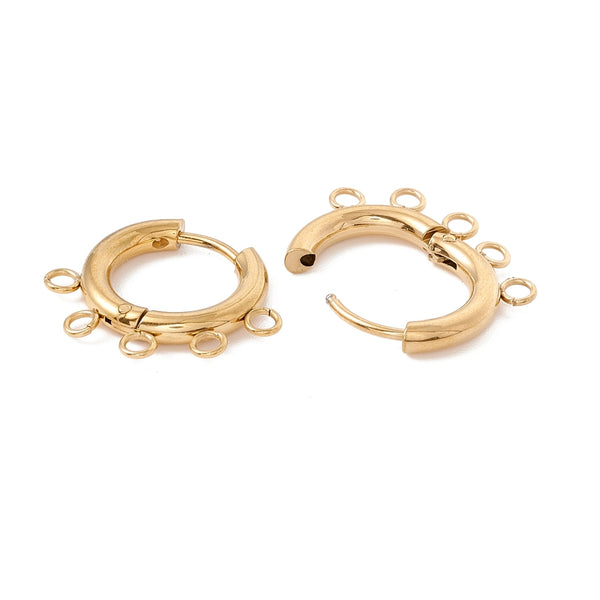 Earrings Creoles Stainless Steel With 5 Eyes 16mm Gold