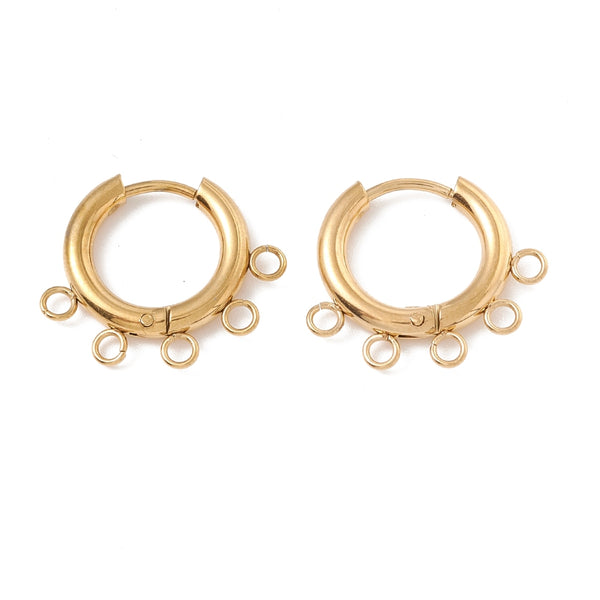 Earrings Creoles Stainless Steel With 5 Eyes 16mm Gold
