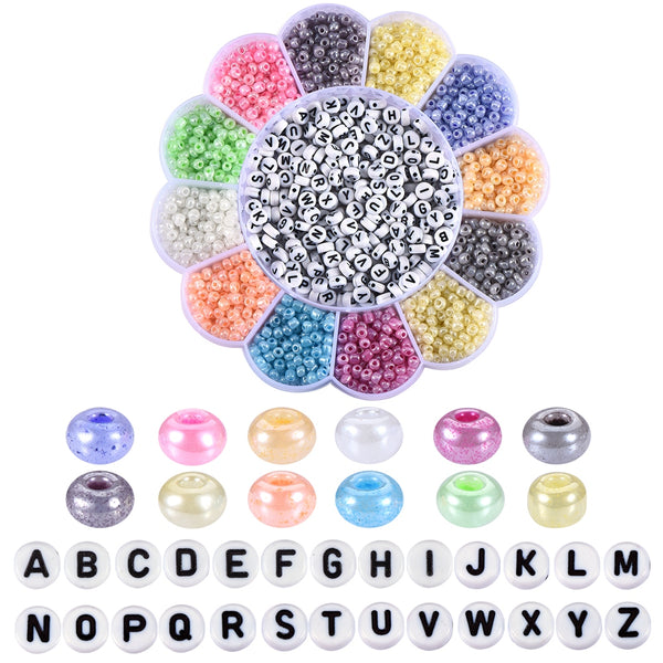 Beads Discount Set 4mm Rocailles & Letter beads