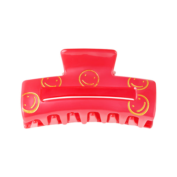 Hair Clip Smiley Face - Red