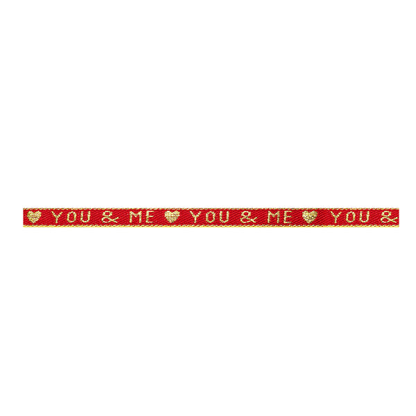 Ribbon - You & Me Red/Gold (per meter)
