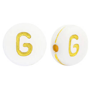 Letter Beads Acrylic G White-Gold