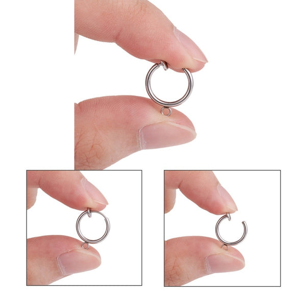 Earring Hook Clip-On Round With Eye (Stainless steel) Silver