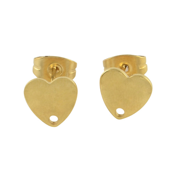 Earring Studs Heart With Eye (stainless steel) Gold