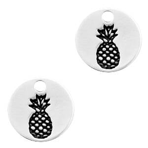 DQ Charm Pineapple Round Antique Silver