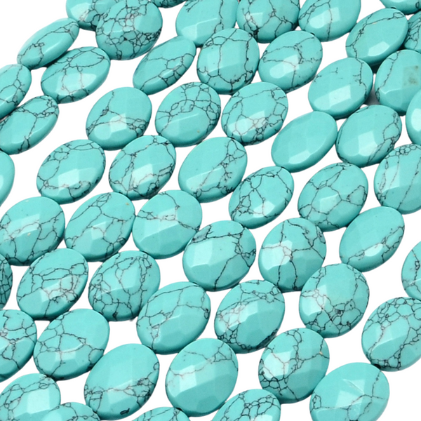 Natural Stone Bead Faceted Oval Turquoise 17mm