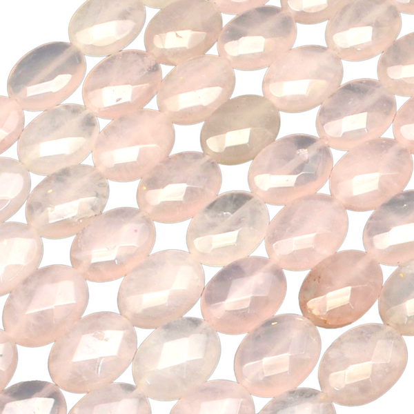 Natural Stone Bead Faceted Oval Rose Quartz 17mm