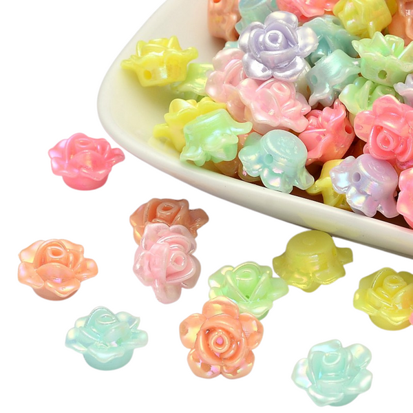 Acrylic Rose bead 13 mm Color Mix