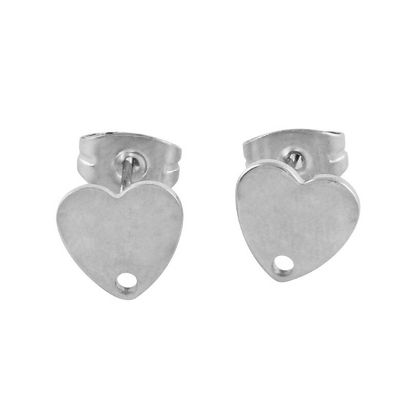 Earring Studs Heart With Eye (stainless steel) Silver
