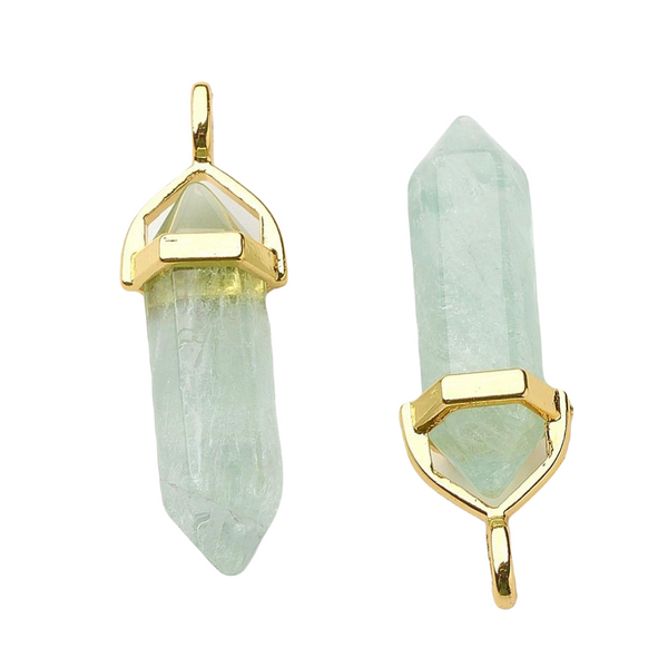 Charm Natural Stone Bullet Green Fluorite Gold