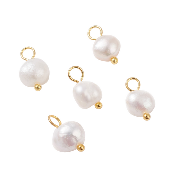 Charm Freshwater Pearl 10x6mm Gold