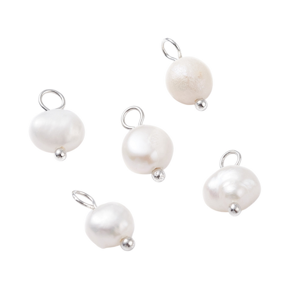 Charm Freshwater Pearl 10x6mm Silver