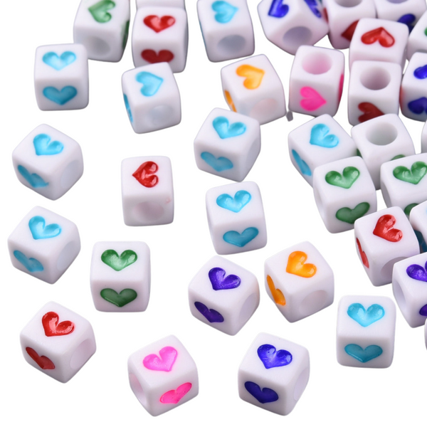 Acrylic Cubes Heart Colored 6x6mm
