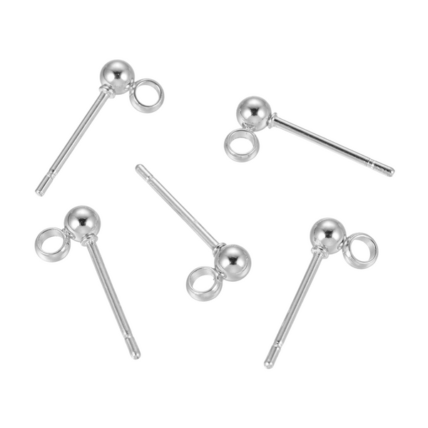 Earring Studs Ball (stainless steel) Silver