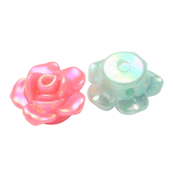 Acrylic Rose bead 13 mm Color Mix