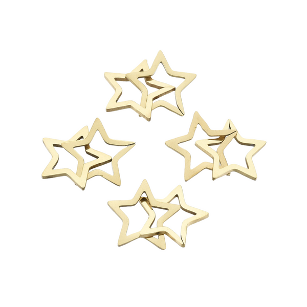 Stainless Steel Charm Connector Double Star Gold