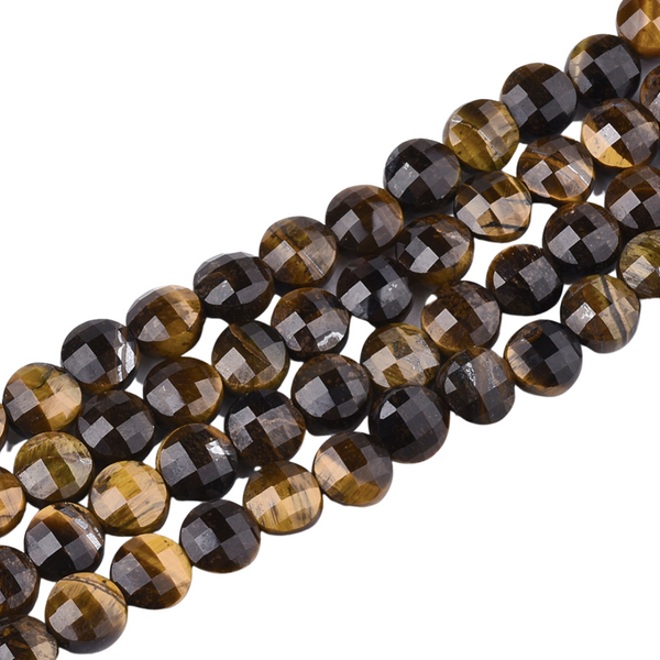 Natural Stone Bead Faceted Disc Tiger Eye 6mm