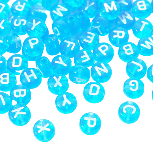 Letter Beads Acrylic Mix Blue-White ± 100 pieces