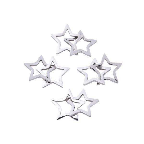 Stainless Steel Charm Connector Double Star Silver