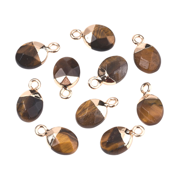 Charm Natural Stone Oval Tiger Eye