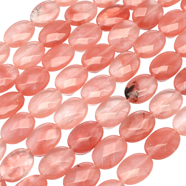 Natural Stone Bead Faceted Oval Cherry Quartz 16mm