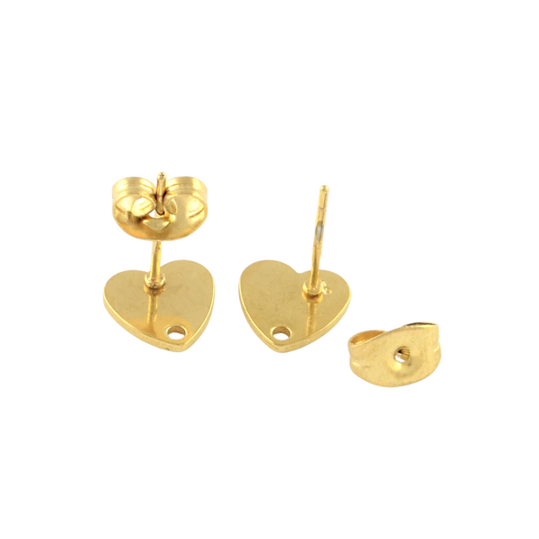 Earring Studs Heart With Eye (stainless steel) Gold