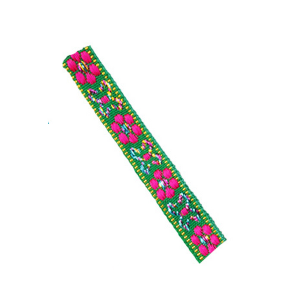 Lint - Floral Glitter Groen (per meter)