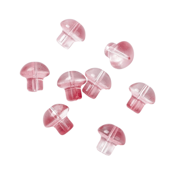 Glass Bead Mushroom Transparent Ruby