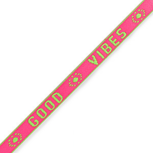Ribbon - Good Vibes Pink/Green (per meter)