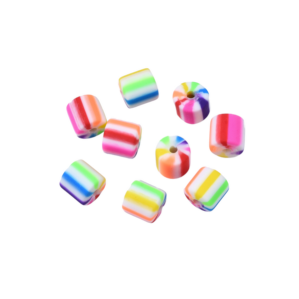 Polymer Beads Tubes Stripes - 10 pcs