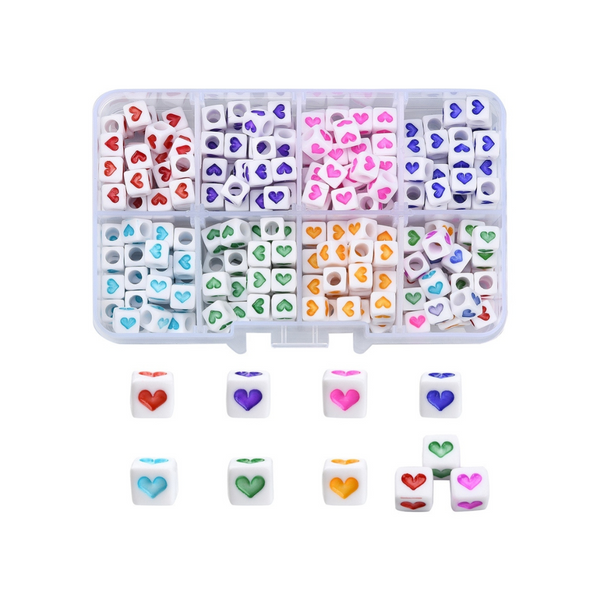 Beads Discount Set Acrylic Cubes Heart - 304 pieces