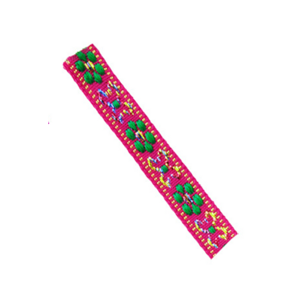 Lint - Floral Glitter Roze (per meter)