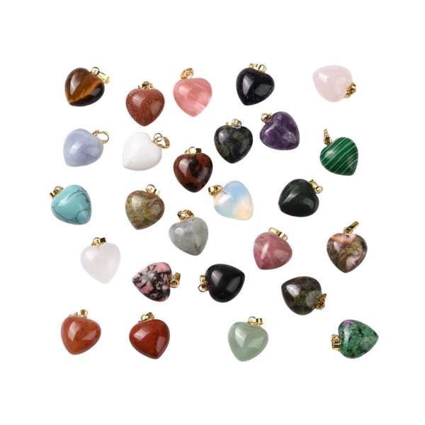 Charm Natural Stone Heart Mix Gold