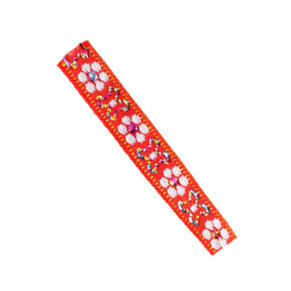 Lint - Floral Glitter Rood (per meter)