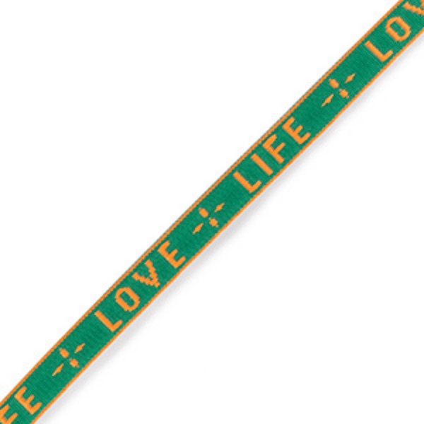 Ribbon - Love Life Green/Orange (per meter)
