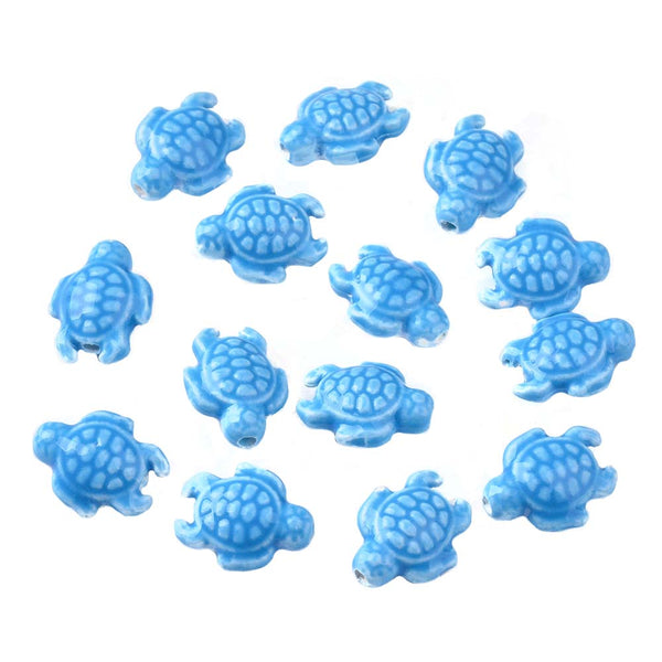 Ceramic Bead Turtle Light Blue 19mm