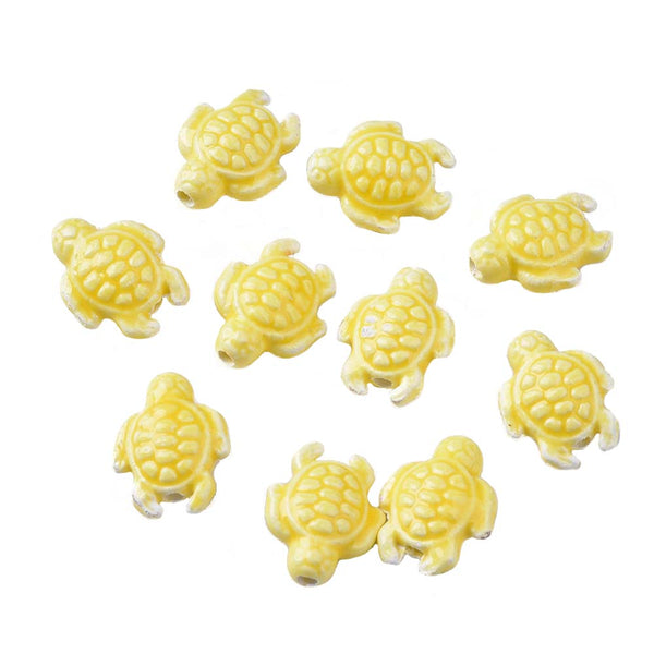 Ceramic Bead Turtle Yellow 19mm